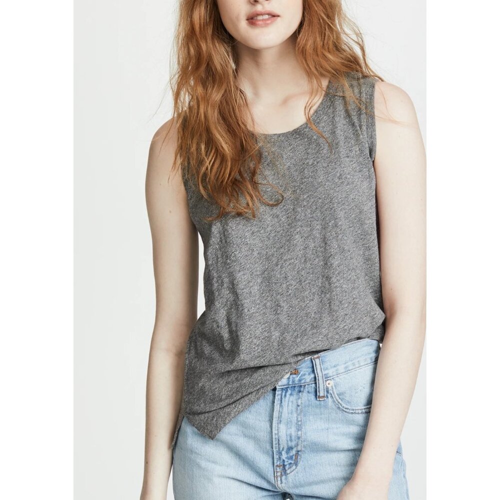 MADEWELL‎ HEATHER GRAY SLEEVELESS CREW NECK COTTON KNIT WHISPER TANK TOP Sz S